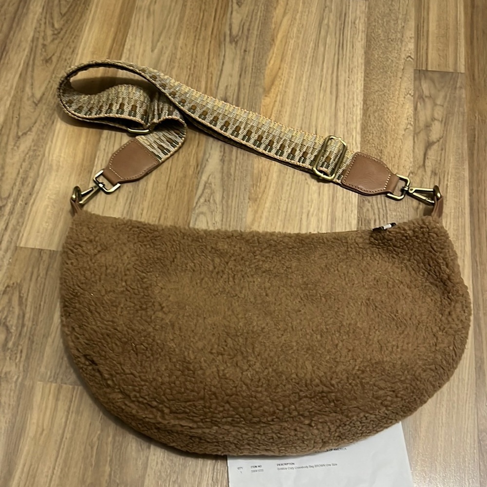 *SOLD* Anthropologie Sherpa Solstice Cozy Crossbody bag- brown - Picture 3 of 7